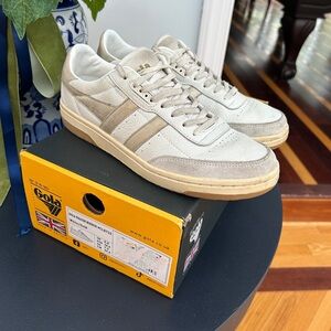 Gola Falcon Mirror White and Gold Sneakers 7.5